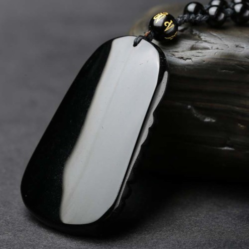 Black Obsidian Koi Fish Strength Beaded Necklace Black Obsidian Koi Fish Strength Beaded Necklace