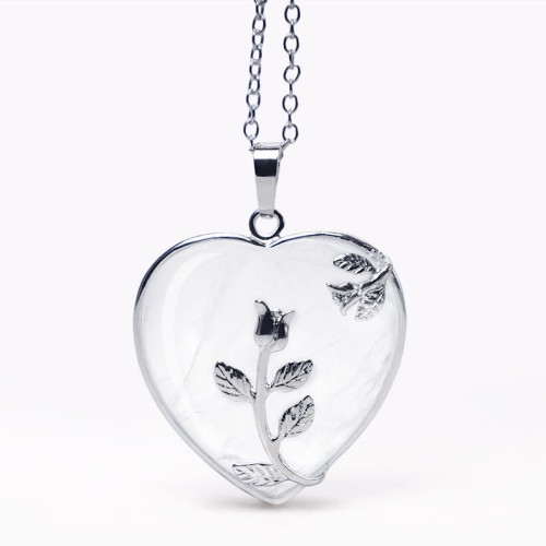 Natural Healing Crystals Heart Pendant Necklace Natural Healing Crystals Heart Pendant Necklace