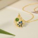 925 Silver Hetian Cyan Jade Flower Luck Necklace Set 925 Silver Hetian Cyan Jade Flower Luck Necklace Set