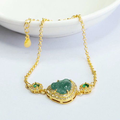 Laughing Buddha Green Jade Zircon Luck Bracelet Laughing Buddha Green Jade Zircon Luck Bracelet