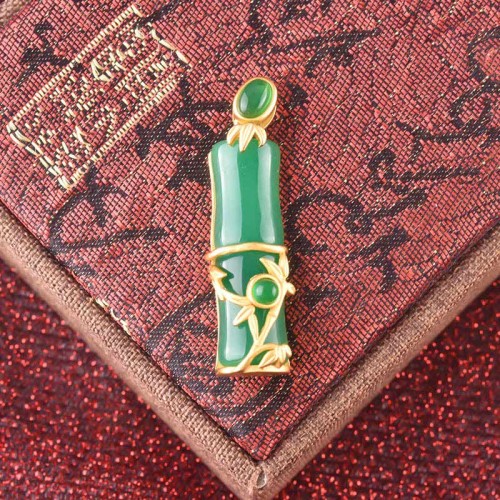 White Jade Cyan Jade Bamboo Protection Necklace White Jade Cyan Jade Bamboo Protection Necklace
