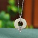 925 Silver Hetian Jade Peace Buckle Flower Necklace 925 Silver Hetian Jade Peace Buckle Flower Necklace
