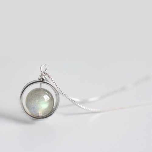 925 Silver Moonstone Love Planet Necklace Pendant 925 Silver Moonstone Love Planet Necklace Pendant