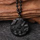 Black Obsidian Dragon Phoenix Luck Necklace