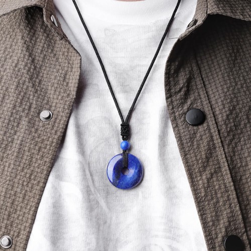 Lucky Coin Healing Crystal Gemstone Necklace