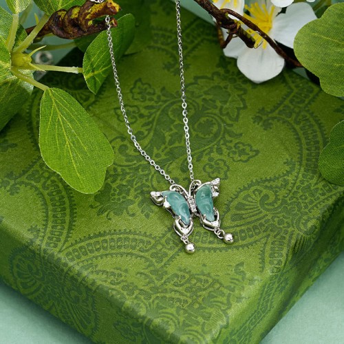 925 Silver Green Jade Butterfly Luck Necklace 925 Silver Green Jade Butterfly Luck Necklace