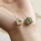 Hetian Jade Cyan Jade Floral Charm Necklace Pendant