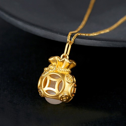 Feng Shui Money Bag Jade Pendant Necklace