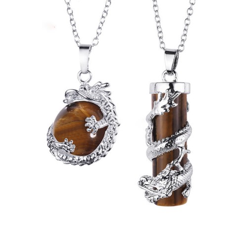 Dragon Wrapped Gemstone Couple Necklace Pendant Dragon Wrapped Gemstone Couple Necklace Pendant