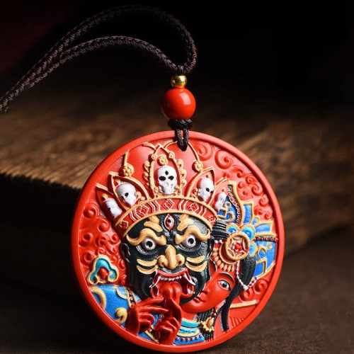 Zakiram Goddess Wealth Painted Cinnabar Necklace Pendant Zakiram Goddess Wealth Painted Cinnabar Necklace Pendant