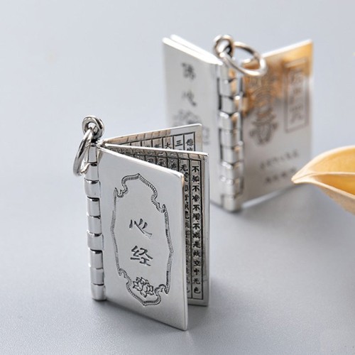 990 Silver Heart Sutra Mantra Peace Necklace 990 Silver Heart Sutra Mantra Peace Necklace