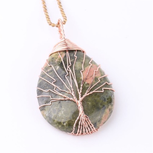 Natural Quartz Crystal Tree of Life Healing Necklace Pendant Natural Quartz Crystal Tree of Life Healing Necklace Pendant