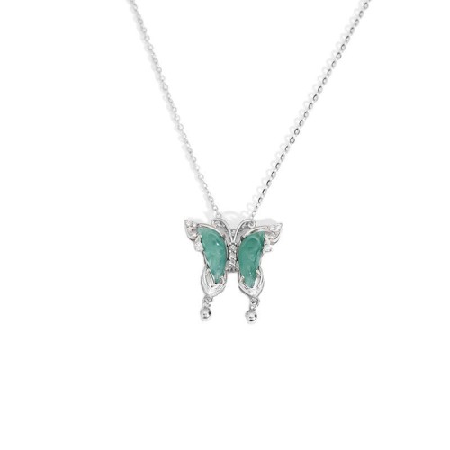 925 Silver Green Jade Butterfly Luck Necklace 925 Silver Green Jade Butterfly Luck Necklace