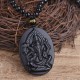 Obsidian Ganesh Elephant Wealth Necklace Pendant Obsidian Ganesh Elephant Wealth Necklace Pendant