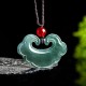 Green Jade Chinese Lock Luck Necklace Pendant Green Jade Chinese Lock Luck Necklace Pendant
