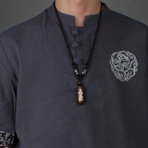 Tibet Om Mani Padme Hum Dzi Bead Wealth Necklace