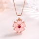 Pink Crystal Love Heart Flower Necklace Pendant Pink Crystal Love Heart Flower Necklace Pendant