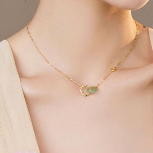 Sterling Silver Green Aventurine Bamboo Coin Necklace Sterling Silver Green Aventurine Bamboo Coin Necklace
