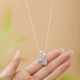 Sterling Silver Green Jade Gourd Butterfly Luck Necklace