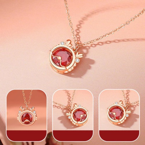 925 Silver Dragon Luck Red Zircon Necklace Set 925 Silver Dragon Luck Red Zircon Necklace Set