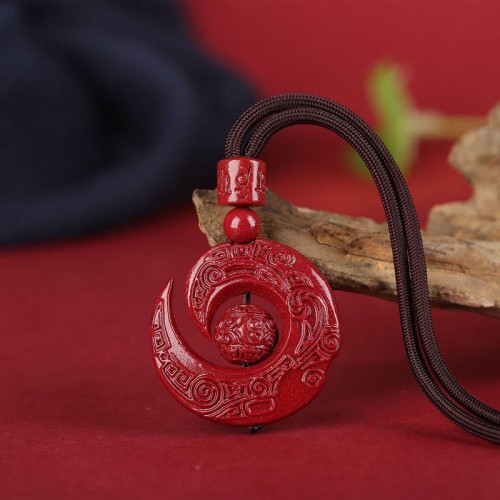 Natural Cinnabar Luck Concentration Necklace Natural Cinnabar Luck Concentration Necklace