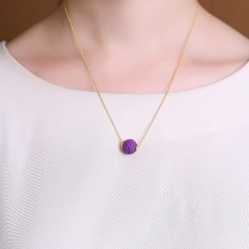 Sterling Silver Gold Purple Mica Stone Necklace Set Sterling Silver Gold Purple Mica Stone Necklace Set