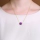 Sterling Silver Gold Purple Mica Stone Necklace Set Sterling Silver Gold Purple Mica Stone Necklace Set