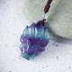 Natural Fluorite Gold Sheen Obsidian Fox Pendant Necklace
