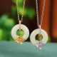 925 Silver Hetian Jade Peace Buckle Flower Necklace 925 Silver Hetian Jade Peace Buckle Flower Necklace