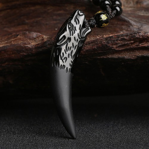 Ice Obsidian Wolf Tooth Courage Necklace Ice Obsidian Wolf Tooth Courage Necklace