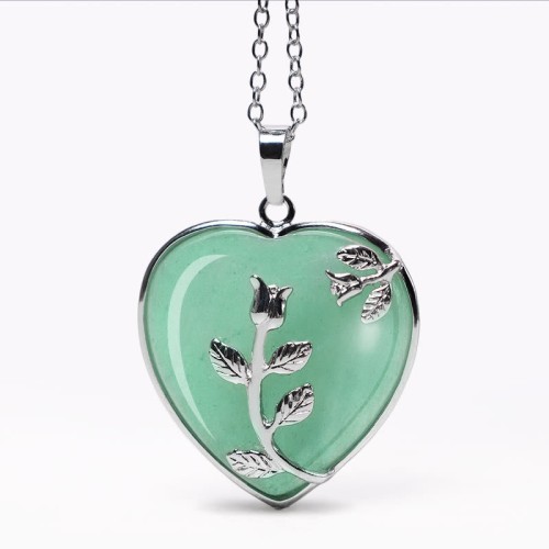 Natural Healing Crystals Heart Pendant Necklace Natural Healing Crystals Heart Pendant Necklace