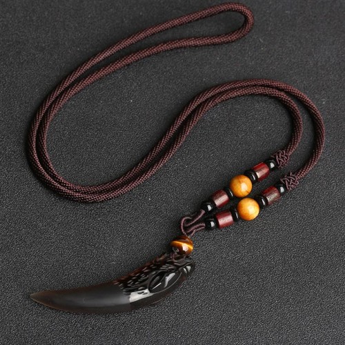 Ice Obsidian Wolf Tooth Courage Necklace Ice Obsidian Wolf Tooth Courage Necklace