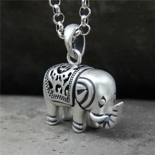 Sterling Silver Elephant Strength Necklace Pendant Sterling Silver Elephant Strength Necklace Pendant