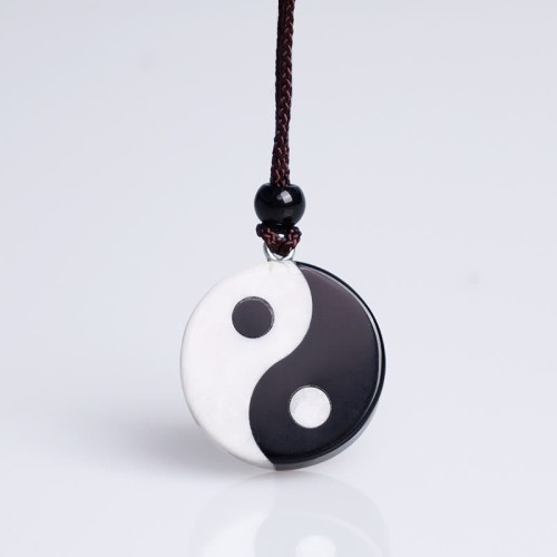 Black Obsidian White Turquoise Yin Yang Strength Pendant Black Obsidian White Turquoise Yin Yang Strength Pendant
