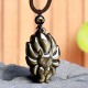 Rainbow Obsidian Nine-Tailed Fox Necklace Pendant