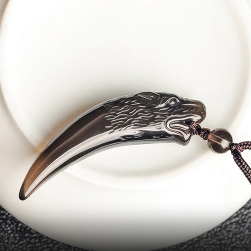 Black Obsidian Wolf Tooth Strength Necklace Pendant Black Obsidian Wolf Tooth Strength Necklace Pendant