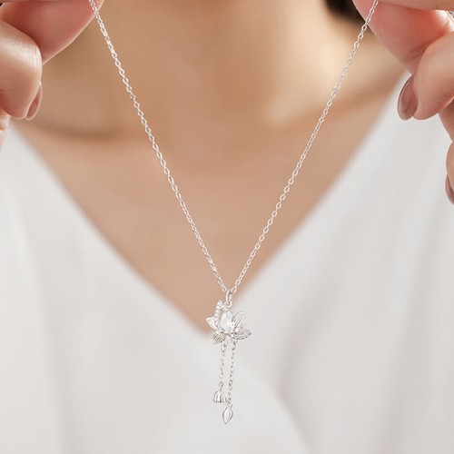 925 Silver Lotus Zircon Enlightenment Necklace 925 Silver Lotus Zircon Enlightenment Necklace
