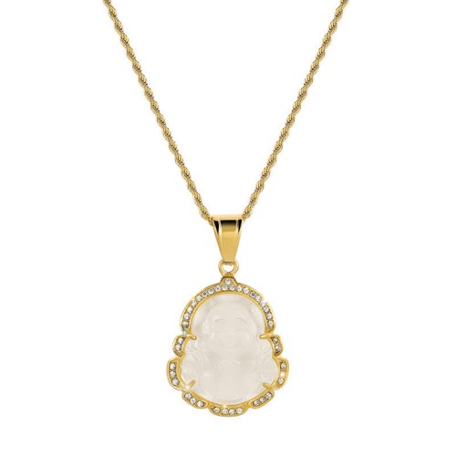 18K Gold Filled Laughing Buddha Jade Luck Necklace 18K Gold Filled Laughing Buddha Jade Luck Necklace
