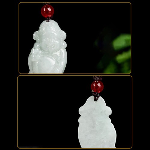 Jade God of Wealth Caishen Ingot Luck Pendant