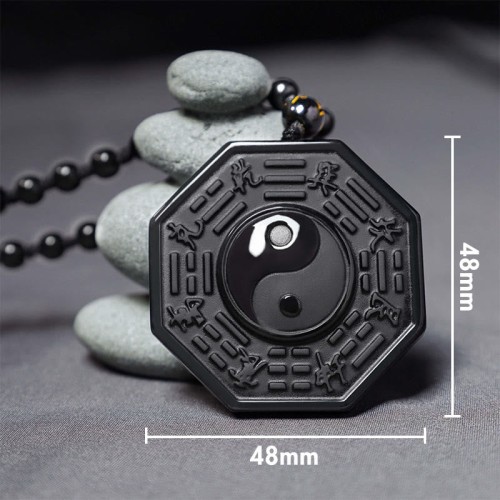 Black Obsidian Stone Yin Yang Necklace Pendant Black Obsidian Stone Yin Yang Necklace Pendant