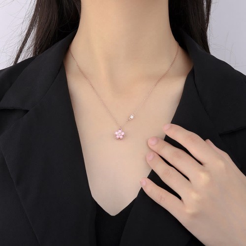 Cherry Blossom Rotatable Protection Necklace Pendant Cherry Blossom Rotatable Protection Necklace Pendant