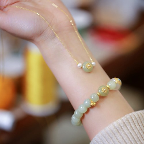 Hetian Jade Plated Gold Luck Set Hetian Jade Plated Gold Luck Set