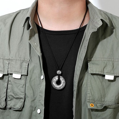 Sterling Silver Heart Sutra Lotus Peace Buckle Necklace Pendant Sterling Silver Heart Sutra Lotus Peace Buckle Necklace Pendant