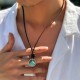 Round Turquoise Stone Protection Necklace Pendant Round Turquoise Stone Protection Necklace Pendant