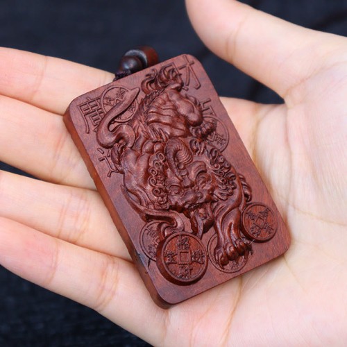 Lightning Struck Jujube Wood PiXiu Coin Pendant Lightning Struck Jujube Wood PiXiu Coin Pendant