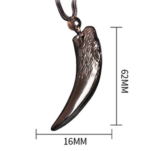 Black Obsidian Wolf Tooth Strength Necklace Pendant Black Obsidian Wolf Tooth Strength Necklace Pendant