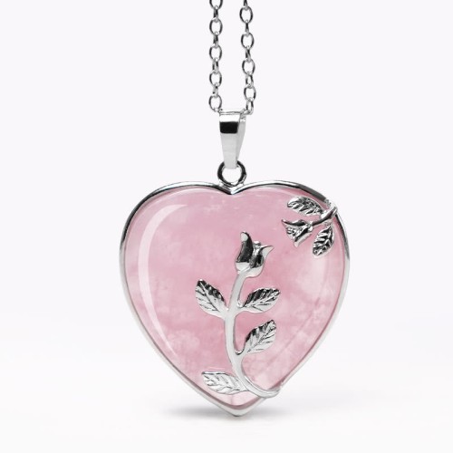 Natural Healing Crystals Heart Pendant Necklace Natural Healing Crystals Heart Pendant Necklace