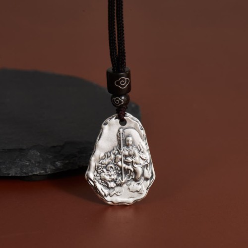Silver Ksitigarbha Buddha Zakiram Goddess Pendant