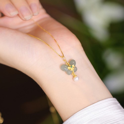 925 Sterling Silver Hetian Jade Cyan Jade Laughing Buddha Necklace Pendant 925 Sterling Silver Hetian Jade Cyan Jade Laughing Buddha Necklace Pendant
