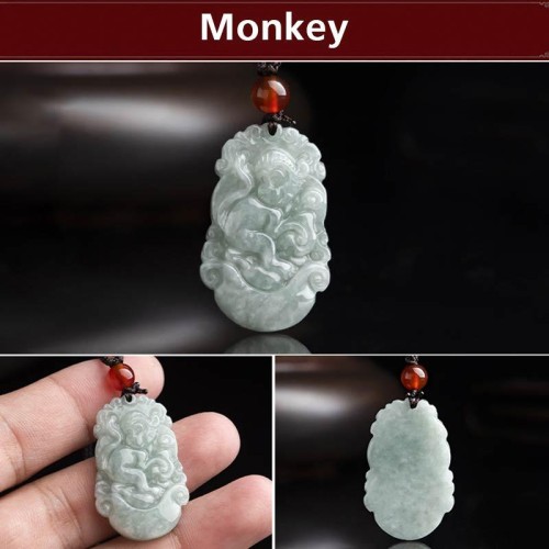 Natural Jade 12 Chinese Zodiac Success Necklace Pendant